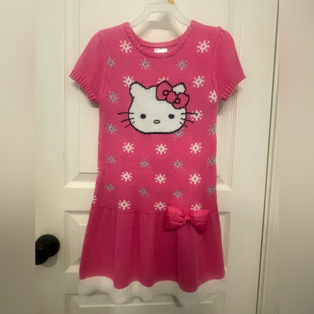 Hello Kitty Pink Knit Sweater Dress Girl’s size 7/8